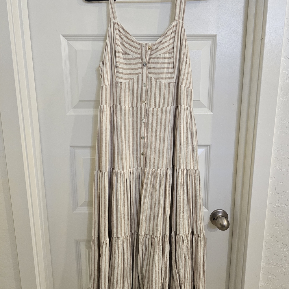 Maurices Striped Cream and Brown Maxi Dress